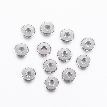 Honeyhandy 304 Stainless Steel Spacer Beads, Flat Round, Stainless Steel Color, 5x2mm, Hole: 1.5mm