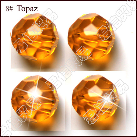 Honeyhandy Imitation Austrian Crystal Beads, Grade AAA, Faceted, Round, Orange, 10mm, Hole: 0.9~1mm