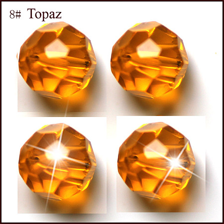 Honeyhandy Imitation Austrian Crystal Beads, Grade AAA, Faceted, Round, Orange, 4mm, Hole: 0.7~0.9mm