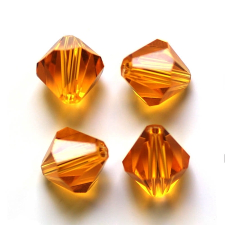 Honeyhandy Imitation Austrian Crystal Beads, Grade AAA, Faceted, Bicone, Orange, 10x9~10mm, Hole: 0.9~1.6mm