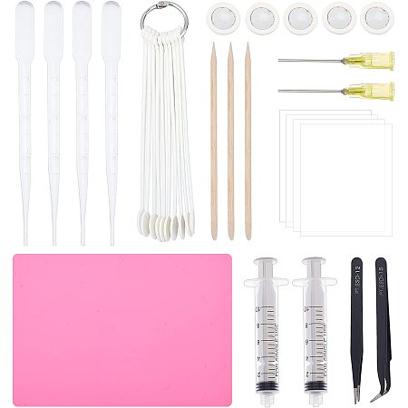 OLYCRAFT 47pcs Epoxy Resin Jewelry Making Kits Resin Making Tools Includes Mats Protective Films Needle Dispense Tips Nail Salon Dropper Tweezers Stirring Rod Syringe for Resin Jewelry Making Molds
