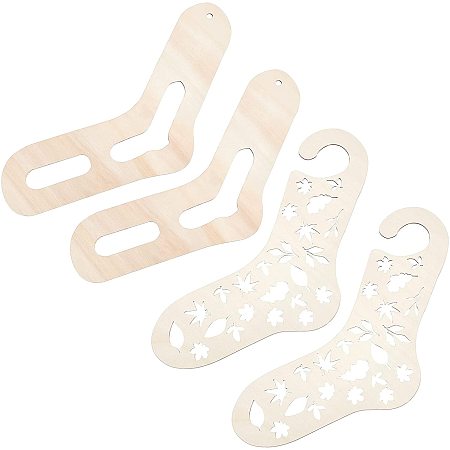 GORGECRAFT 4PCS Wood Sock Blockers Wooden Adult Hand Knit Stocking Display Stretchers Socks Forms Moulds Tools for Handmade DIY Knitting Weave Yarn Crafts