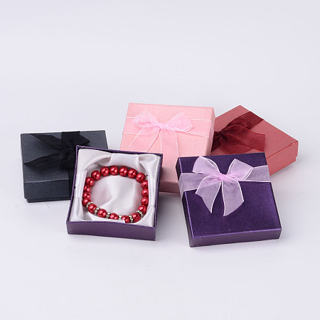 Honeyhandy Valentines Day Gifts Boxes Packages Cardboard Bracelet Boxes, Mixed Color, about 9cm wide, 9cm long, 2.7cm high