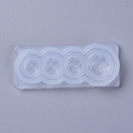 Honeyhandy Silicone Molds, Resin Casting Molds, For UV Resin, Epoxy Resin Jewelry Making, Flower, White, 60x25x8mm, Flower: 8mm, 10mm and 13mm
