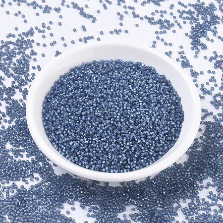 MIYUKI Round Rocailles Beads, Japanese Seed Beads, 11/0, (RR648) Dyed Denim Blue Silverlined Alabaster, 2x1.3mm, Hole: 0.8mm, about 1111pcs/10g