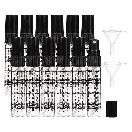 DIY Spray Bottles Kit, with Glass Spray Bottles and Transparent Plastic Funnel Hopper, Black, 8x1.4cm, Capacity: 5ml, 25pcs