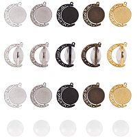 PandaHall Elite 20 Sets Double Side Pendant Blanks Settings, 5 Colors 20pcs Moon Rotation Pendant Trays Bezel with 40pcs Glass Cabochons Clear Dome for Photo Jewelry Making