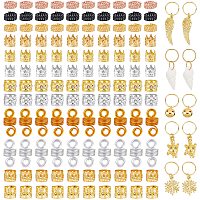 NBEADS 220 Pcs 10 Styles Dreadlock Beads, Alloy Hair Cuffs Beads Pendants Metal Hair Coil Jewelry Rings Clips for Hair Braids Decoration DIY Jewelry