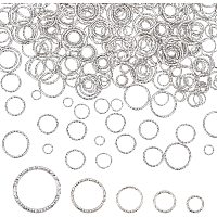 PandaHall Elite 500pcs Jump Ring, 5 Size Rings Connectors Charms 18 Gauge Closed Jump Rings Carved Ring Charms Iron Jewelry Ring for Necklace Bracelet Making DIY Crafts