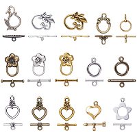 Arricraft 120 Sets 15 Styles Toggle Clasp, T-bar Closure Clasps IQ Toggle Clasps Flower Heart Clasps Findings for Necklace Bracelet Jewelry Making