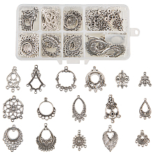 Tibetan Style Alloy Chandelier Components, Mixed Shapes, Antique Silver, 135x70x30mm, 64pcs/box