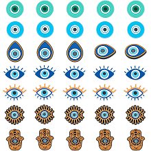 NBEADS 35 Pcs 7 Style Evil Eye Shoe Charms, Garden Shoe Decoration Accessories Blue Turkish Evil Eye Shoe Finding Horror Shoes Charm for Pvc Clog Pins Shoe Charms Accessories