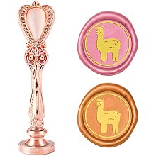 CRASPIRE Wax Seal Stamp Alpaca Animal Sealing Wax Stamps Retro Alloy Stamp Wax Seal 25mm Removable Brass Head Rose Alloy Handle for Envelope Invitation Wedding Embellishment Decoration Gift Card