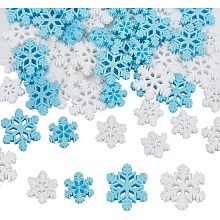 SUNNYCLUE 1 Box 80Pcs 2 Styles Mini Resin Snowflake Christmas Cabochon Resin Snowflakes Snow Charms Winter Cabochons for Embellishments Scrapbooks Cell Phone Case Hair Clip DIY Crafts Gift Decor