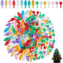 CHGCRAFT 300Pcs 2 Styles Ceramic Christmas Tree Replacement Lights Colorful Plastic Twist Light Flame Faceted Globe Shape Ornamentsfor Ceramic Christmas Trees Accessories