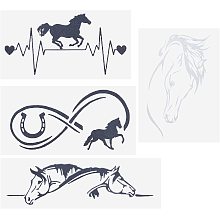 SUPERFINDINGS 4Pcs 4 Style Horse Decal Plastic Horse Cut Vinyl Decal Sticker Horse Running Car Sticker Horse Heartbeat Self-Adhesive Stickers for DIY Crafts Laptops Bag Car Decoration