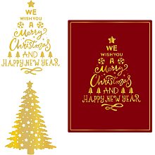 GLOBLELAND Christmas Tree Hot Foil Plate for DIY Foil Paper Christmas Words DIY Foil Embossing for Scrapbooking Decor New Year Cards Making Matte Platinum