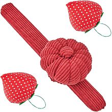 HOBBIESAY 3Pcs 2 Style Cotton Corduroy Pumpkin Needle Holders Pillow Strawberry Shape Sewing Pin Cushions Wearable Cross Stitch Needle Cushions for DIY Crafts Needlework Supplies