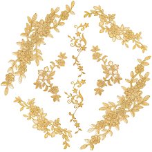 NBEADS 8 Pcs Embroidery Lace Flower Patches, Iron on Patches Sew on Patches Golden Floral Lace Appliques for Wedding Dress Decoration Repair Clothing Backpacks Jeans Caps