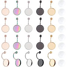 UNICRAFTALE 20pcs 5 Colors Ear Nuts with Bezels Stainless Steel Earrings Back with Glass Cabochons Ear Locking Earring Stoppers for Post Stud Earrings Jewelry Making 0.8mm Hole