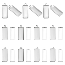 Unicraftale DIY Rectangle Blank Pendant Making Kits, Including 304 Stainless Steel Pendant Cabochon Settings, Glass Cabochons, Stainless Steel Color, 100Pcs/box