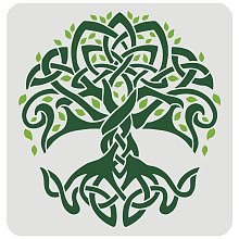 FINGERINSPIRE Celtic Tree of Life Stencil, 30x30cm Traditional Irish Tree Design Stencils Template Washable Reusable Mylar DIY Art Craft Painting Chalk Signs for Painting Craft Window Wall