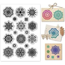 PandaHall Elite Mandala Clear Stamps for DIY Scrapbooking, Flowers Transparent Silicone Stamp Seal Circle Flower Decorative Paper Craft Stamps for DIY Card Making Photo Card Album Decoration Crafting