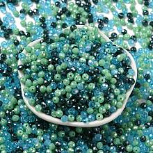 Honeyhandy Glass Beads, Faceted, Rondelle, Steel Blue, 4x3mm, Hole: 0.4mm, about 820pcs/60g