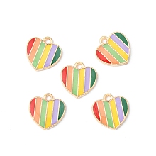 Honeyhandy Alloy Enamel Charms, Cadmium Free & Lead Free, Light Gold, Heart, Colorful, 13.5x13x2.5mm, Hole: 1.5mm