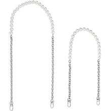 CHGCRAFT 2Pcs 2 Sizes Imitation Pearl Bead Handle Chain Short Handbag Purse Shoulder Cross Body Replacement Straps with Platinum Clasps for Wallet Purse Bags Women 23.90/31.69 Inch