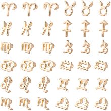 PandaHall Elite 48pcs Zodiac Signs Charm Link Constellation Pendant 9.5~14mm/0.3~0.5" Alloy Golden Dainty Charm Astrology Horoscope Charms for Necklace Bracelet Valentine Jewelry Gift, 1.6~1.8mm Hole.