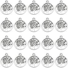 SUNNYCLUE 1 Box 100Pcs Silver Tree of Life Charm Small Tree Charms Bulk Tibetan Style Alloy Pendants Round Metal Plant Lucky Charm for Jewelry Making Charms Supplies DIY Keychain Earring Women Adult