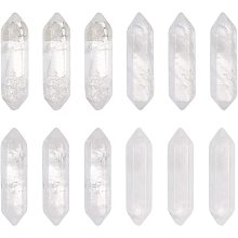 OLYCRAFT 12pcs Natural Quartz Crystal White Quartz Point Hexagonal Crystal Double Terminated Points Wands No Hole Quartz Pendants Gemstone Point Decor for DIY Crafts Necklace Jewelry Making