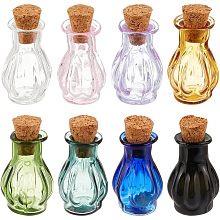 PandaHall Elite 8PCS Colored Tiny Spell Jars, 8 Colors Mini Glass Bottles Cute Wishing Bottles with Cork Stoppers Miniature Drifting Bottle for Party Wedding DIY Decoration, Jewelry Making