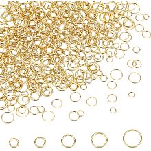 PandaHall Elite 500pcs Open Jump Rings 5 Styles 18K Plated Golden Connector Ring 4.5/5/6/7/8mm 20/21 Gauge Small Jewelry Connectors O Rings for Earring Necklace Bracelet Jewelry Keychain Making