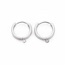 Honeyhandy Brass Huggie Hoop Earring Findings, for Jewelry Making, Nickel Free, Real Platinum Plated, 17x15x3mm, Hole: 1.2mm, Pin: 1mm