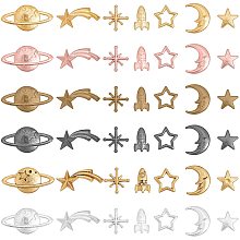 OLYCRAFT 168pcs Cosmos Themed Resin Fillers 6-Color Alloy Epoxy Resin Supplies Star Moon Spaceship Filling Accessories for Resin Jewelry Making