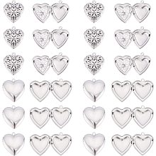 DICOSMETIC 20Pcs 2 Style Heart Photo Frame Charms Openable Locket Pendants Love Photo Charms Stainless Steel Memorial Necklace Supplies for DIY Jewelry Making Craft Wedding Party Gifts