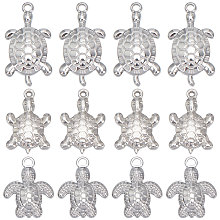 SUNNYCLUE 30Pcs 3 Style Stainless Steel Pendant, Tortoise, Stainless Steel Color, 18.5~25x13~15x3~3.5mm, Hole: 1~1.8mm, 10pcs/style