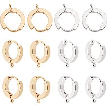 UNICRAFTALE 12pcs 2 Colors Huggie Hoop Earrings Stainless Steel Small Hoop Earrings Hypoallergenic Cartilage Earrings with Loop for Jewelry Dangle Earring Sleeper Tiny Hoop Earrings 15.5mm