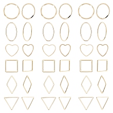 SUNNYCLUE Brass Linking Rings, Mixed Shapes, Real 18K Gold Plated, 13~24x13.5~20x1mm; 48pcs/box