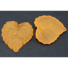 Honeyhandy Autumn Theme Transparent Acrylic Pendants, Frosted, Leaf, Orange, Dyed, about 16mm long, 15mm wide, 2mm thick, hole: 1.2mm