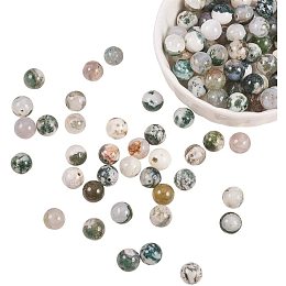 Natural Tree Agate Beads Strands, Round, 8mm, Hole: 0.8mm; about 120pcs/box