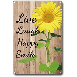 SUPERFINDINGS 1PC 11.8x7.9inch Aluminum Sunflower Sign Wall Decor Live Laugh Happy Smile Wall Decor Decorative Sign for Home Kitchen Bathroom Farm Garden Garage Inspirational Quotes Wall Decor