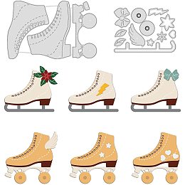 GLOBLELAND 2Pcs Roller Skates Metal Cutting Dies Ice Skates Die Cuts for DIY Scrapbooking Easter Birthday Wedding Cards Making Album Envelope Decoration,Matte Platinum