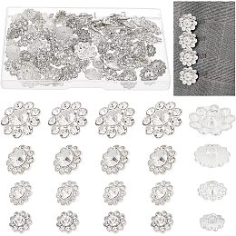 AHANDMAKER 80 Pcs Flower Rhinestone Buttons, 4 Style Crystal Buttons Sliver Shank Buttons Clothing Decorative Button with Single Hole for Sewing Embellishments DIY Craft Jewelry Wedding Decoration