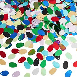 OLYCRAFT 1200Pcs/10 Bags 10 Colors Oval Sequin Paillettes 1.4mm Hole PVC Craft Loose Sequins PVC Laser Paillettes Colorful Sequins Craft Paillettes Loose Sequins for Jewelry Making DIY Sewing Crafts