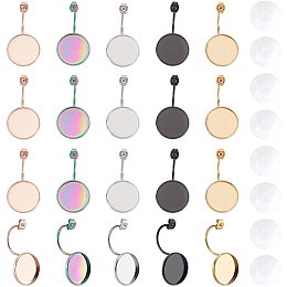 UNICRAFTALE 20pcs 5 Colors Ear Nuts with Bezels Stainless Steel Earrings Back with Glass Cabochons Ear Locking Earring Stoppers for Post Stud Earrings Jewelry Making 0.8mm Hole