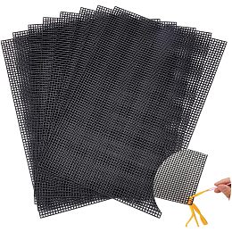 WADORN 8pcs Plastic Mesh Canvas Sheets, Rectangle Blank Needlepoint Canvas Sheets for Embroidery DIY Crochet Canvas Shaper Knitting Mesh Plates Handmade Yarn Crafting Crochet Project, Black