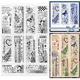 GLOBLELAND Plants Pattern Transparent Stamps Flower Text Reuse Clear Stamps Tiny Vintage Style Silicone Clear Stamp Seals for DIY Scrapbooking Photo Album Decorative Cards Making (10 Styles)